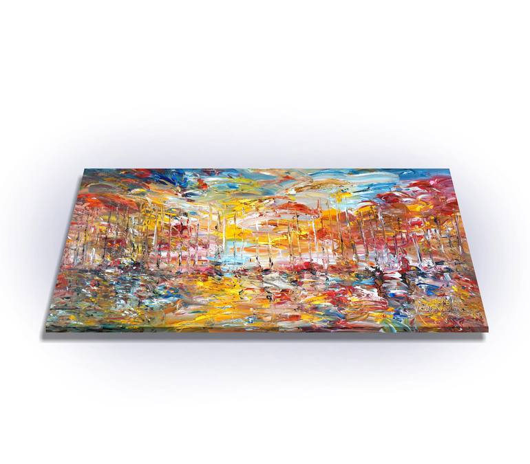 Original Abstract Expressionism Sailboat Painting by Peter Nottrott