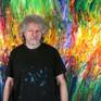 The Artist Peter Nottrott and the artwork 'Green Daydream XXL 2'.