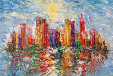 Original Abstract Expressionism Cities Paintings by Peter Nottrott