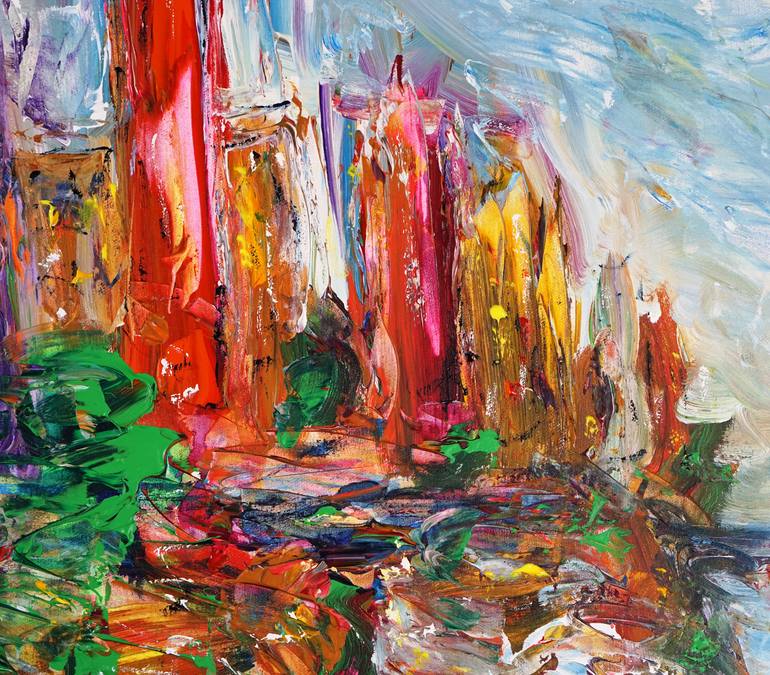Original Abstract Expressionism Cities Painting by Peter Nottrott