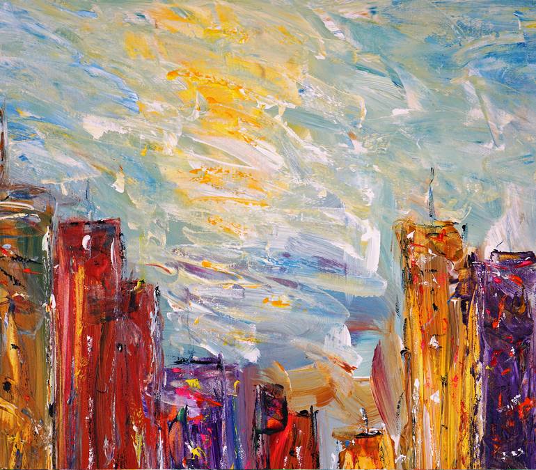 Original Abstract Expressionism Cities Painting by Peter Nottrott