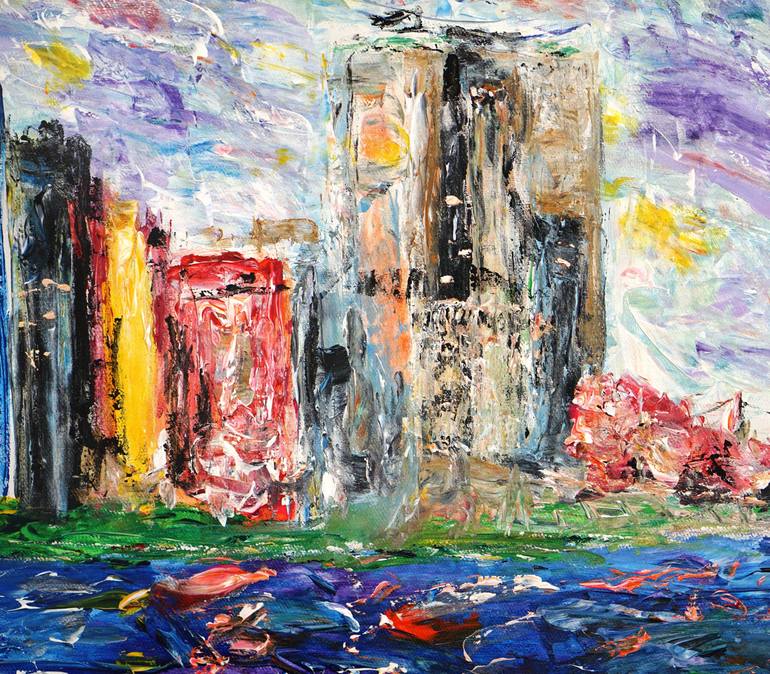 Original Abstract Cities Painting by Peter Nottrott