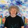 The Artist Peter Nottrott and the artwork 'New York Skyline XXL 1'.