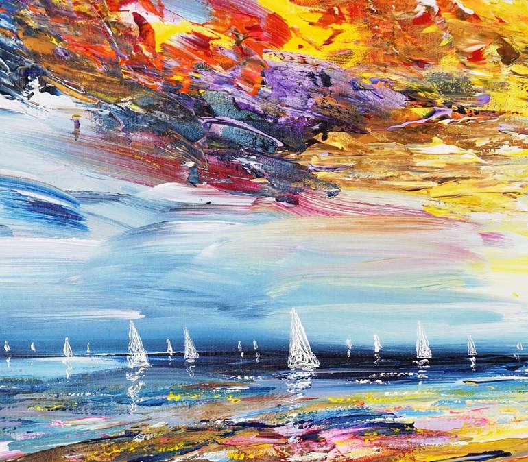 Original Abstract Expressionism Sailboat Painting by Peter Nottrott