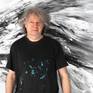 The Artist Peter Nottrott and the artwork 'Black And White Waves L 1'.