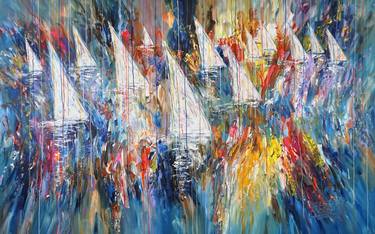 Original Abstract Expressionism Sailboat Paintings by Peter Nottrott