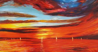 Original Abstract Expressionism Sailboat Paintings by Peter Nottrott