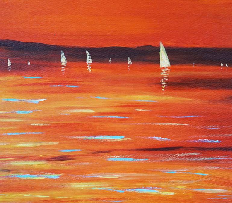 Original Abstract Expressionism Sailboat Painting by Peter Nottrott
