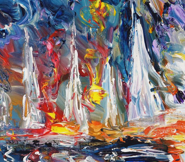 Original Abstract Expressionism Sailboat Painting by Peter Nottrott