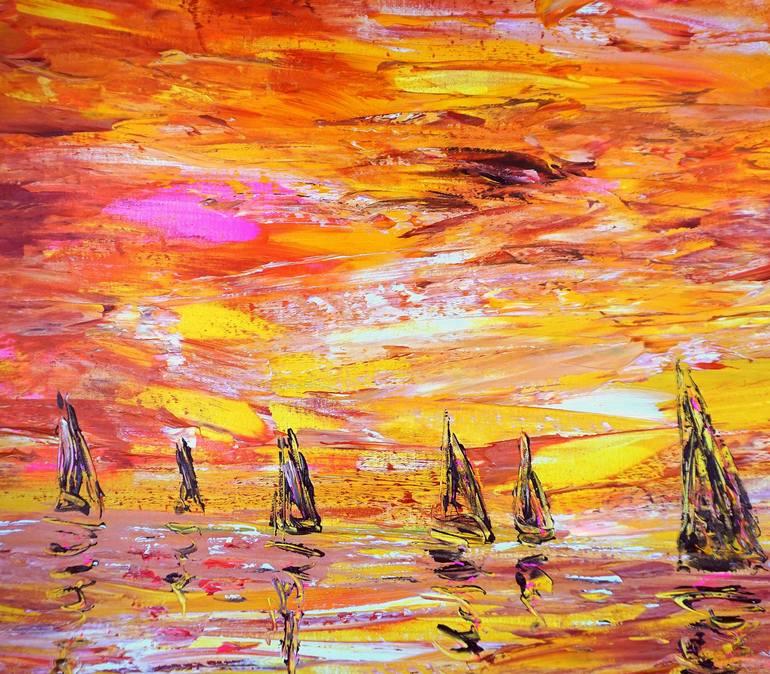 Original Sailboat Painting by Peter Nottrott