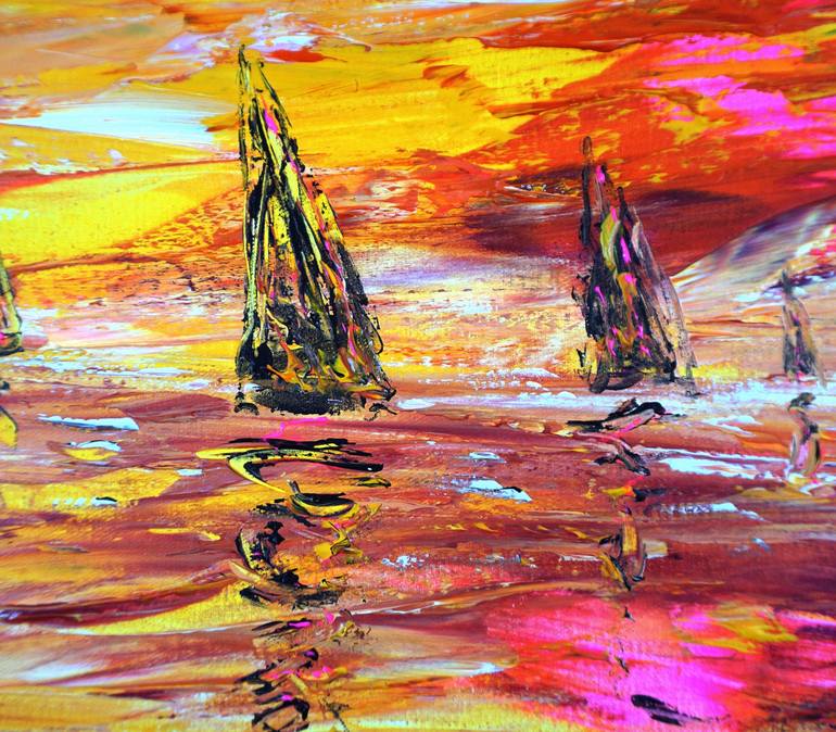 Original Abstract Expressionism Sailboat Painting by Peter Nottrott