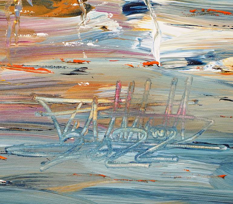 Original Abstract Expressionism Sailboat Painting by Peter Nottrott