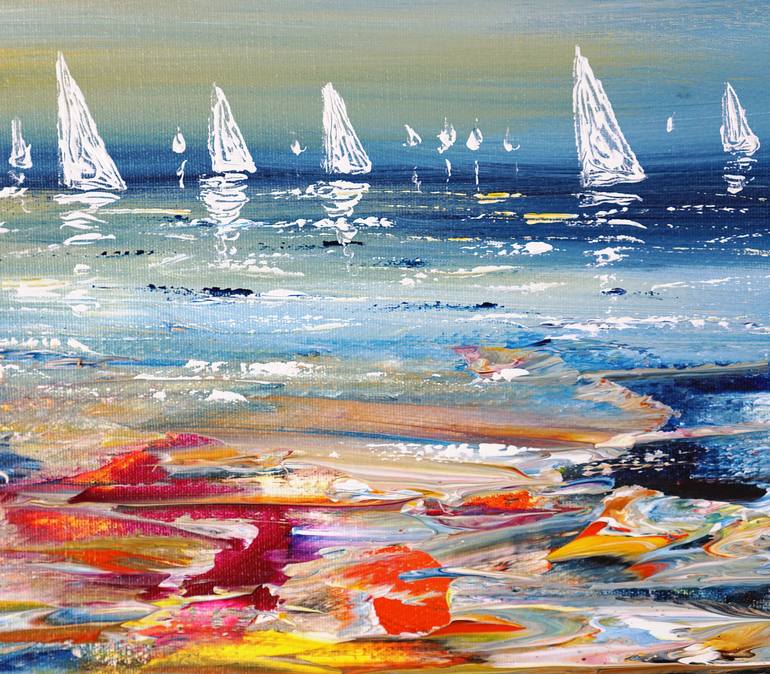 Original Abstract Expressionism Sailboat Painting by Peter Nottrott