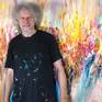 The Artist Peter Nottrott and the artwork 'Summer Impressions XL 4'.
