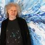 The Artist Peter Nottrott and the artwork 'Blue Adventure L 2'.