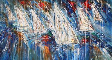 Original Abstract Expressionism Sailboat Paintings by Peter Nottrott