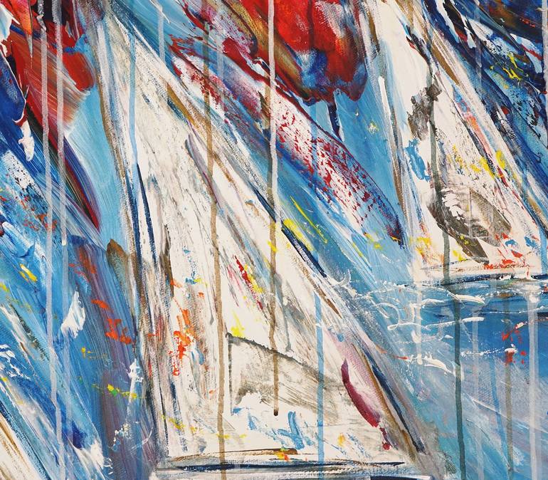 Original Abstract Expressionism Sailboat Painting by Peter Nottrott