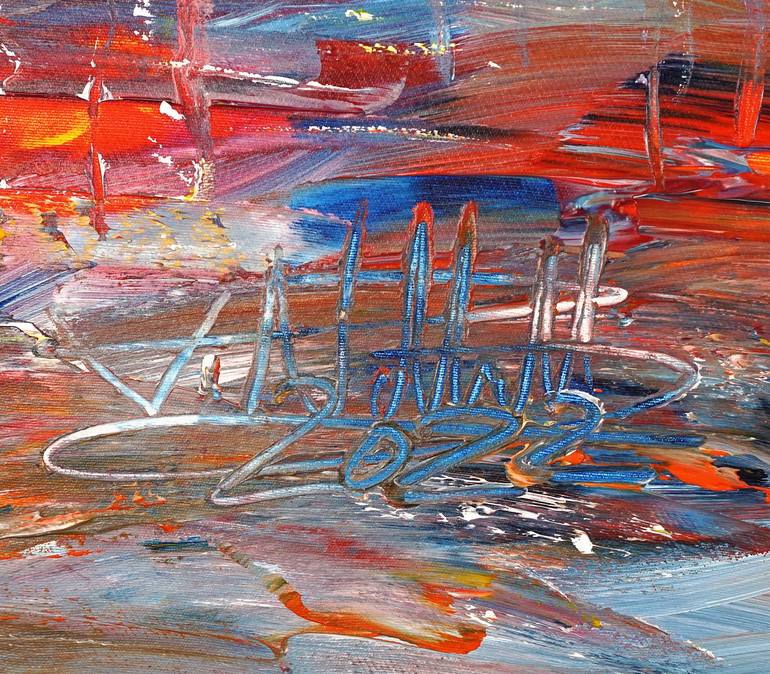 Original Abstract Expressionism Sailboat Painting by Peter Nottrott