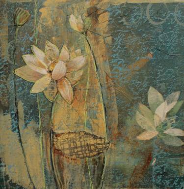 Original Contemporary Floral Mixed Media by Nancy Bossert