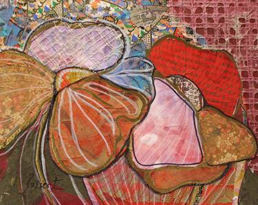 Original Abstract Floral Mixed Media by Nancy Bossert