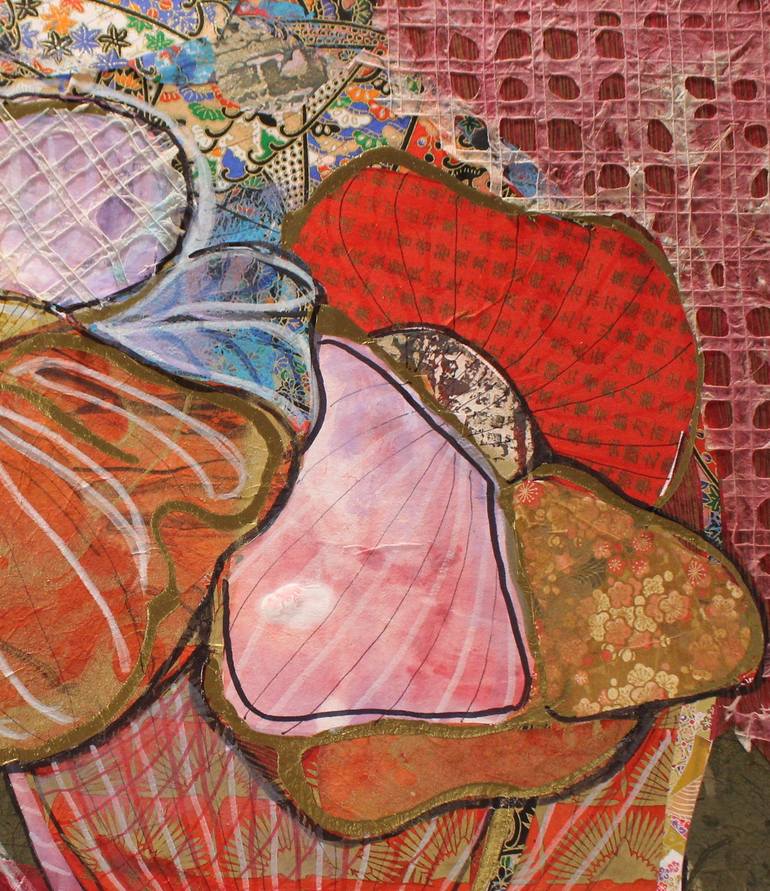 Original Abstract Floral Mixed Media by Nancy Bossert