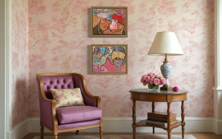 Original Abstract Floral Mixed Media by Nancy Bossert