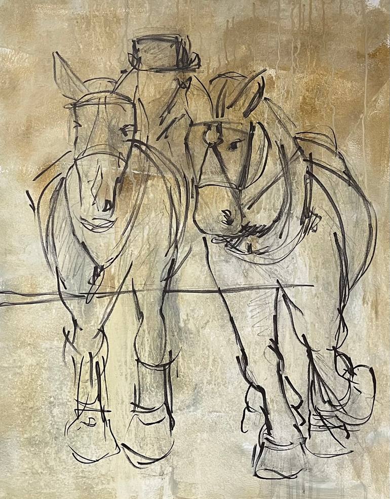Original Contemporary Horse Mixed Media by Nancy Bossert