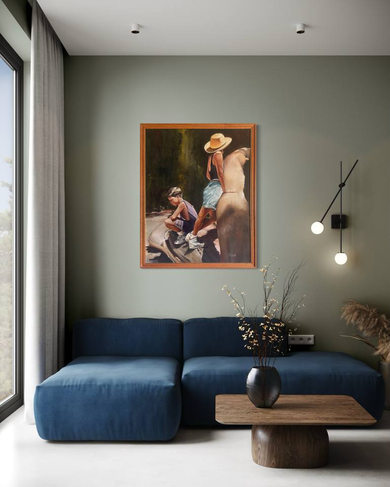 Original Impressionism Children Painting by Nancy Bossert