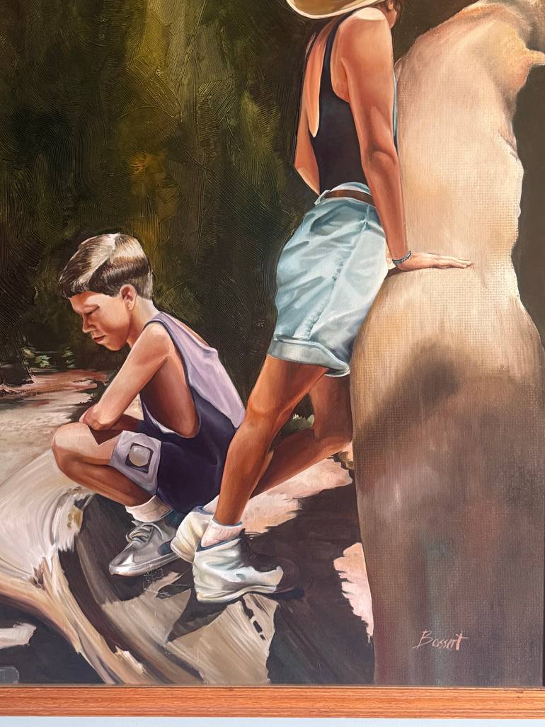 Original Impressionism Children Painting by Nancy Bossert