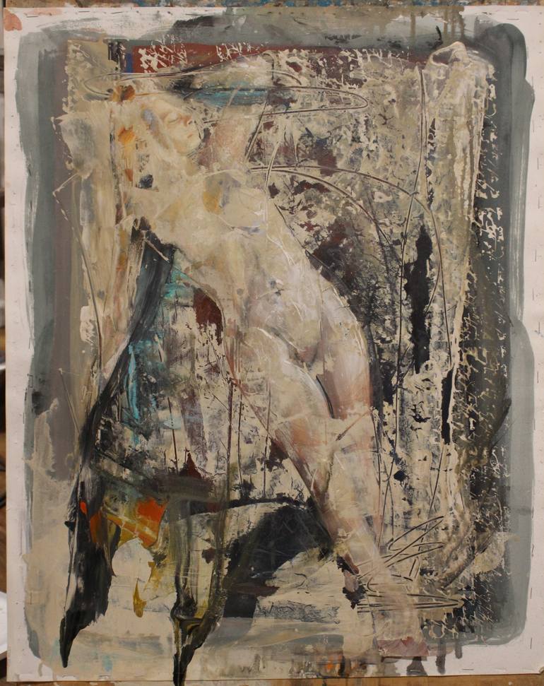 Original Abstract Nude Mixed Media by Nancy Bossert