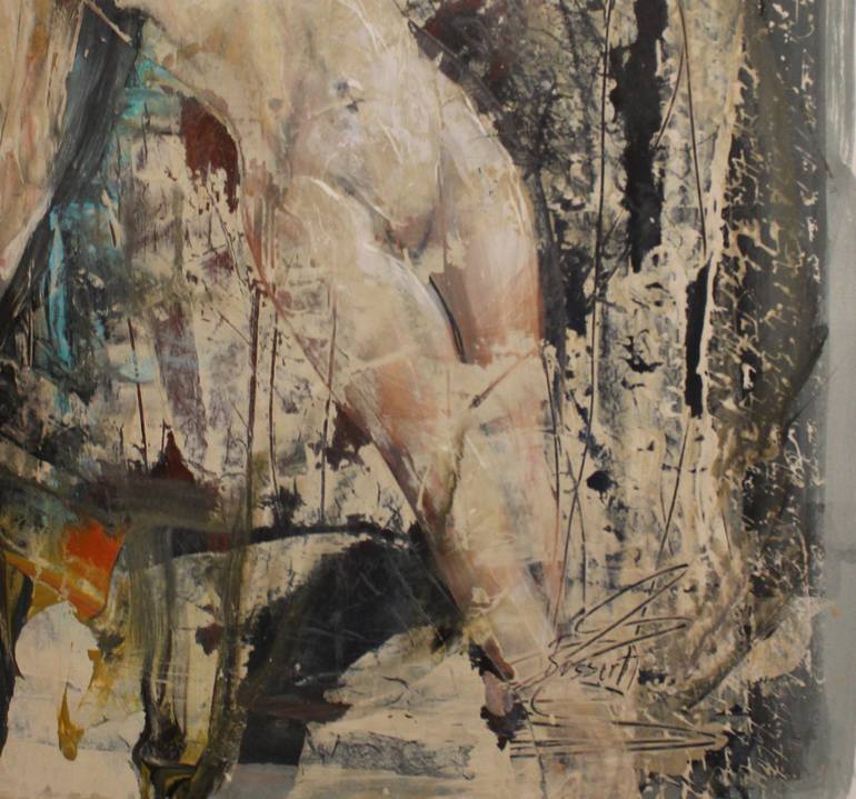 Original Abstract Nude Mixed Media by Nancy Bossert