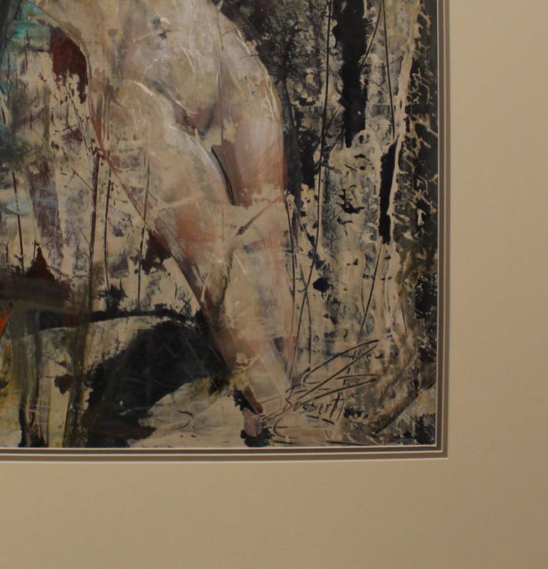 Original Abstract Nude Mixed Media by Nancy Bossert