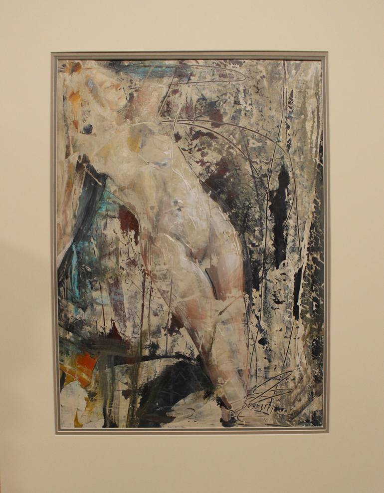 Original Abstract Nude Mixed Media by Nancy Bossert