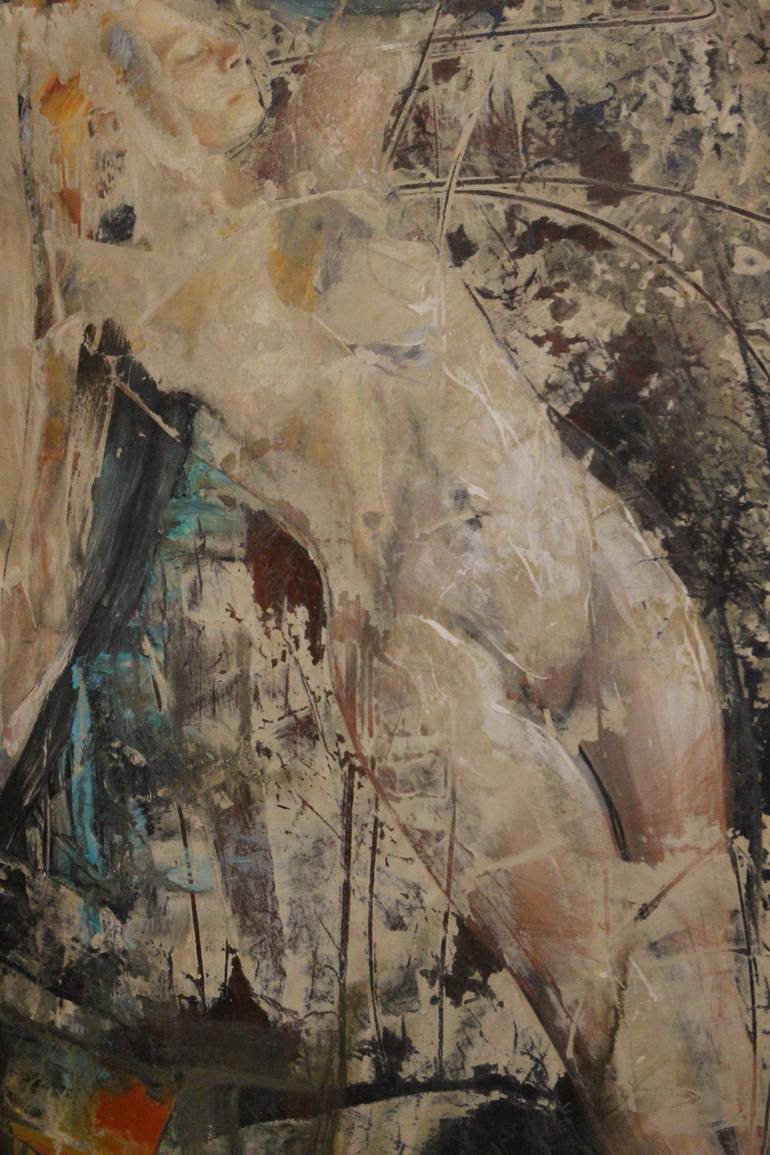 Original Abstract Nude Mixed Media by Nancy Bossert