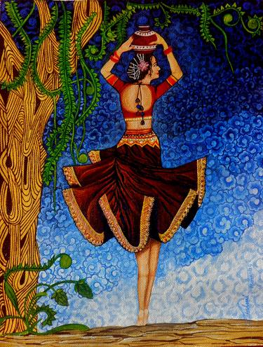 Original Folk Performing Arts Paintings by lakshmi prakash