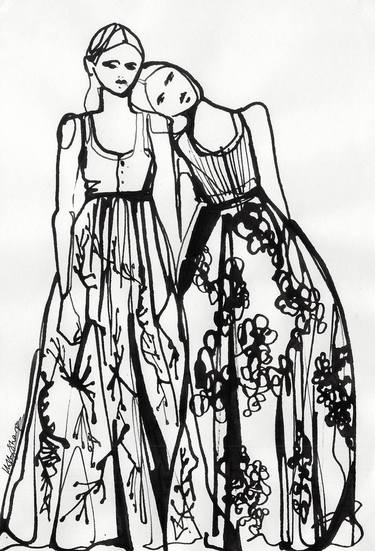 Original Expressionism Fashion Drawings by Holly Sharpe