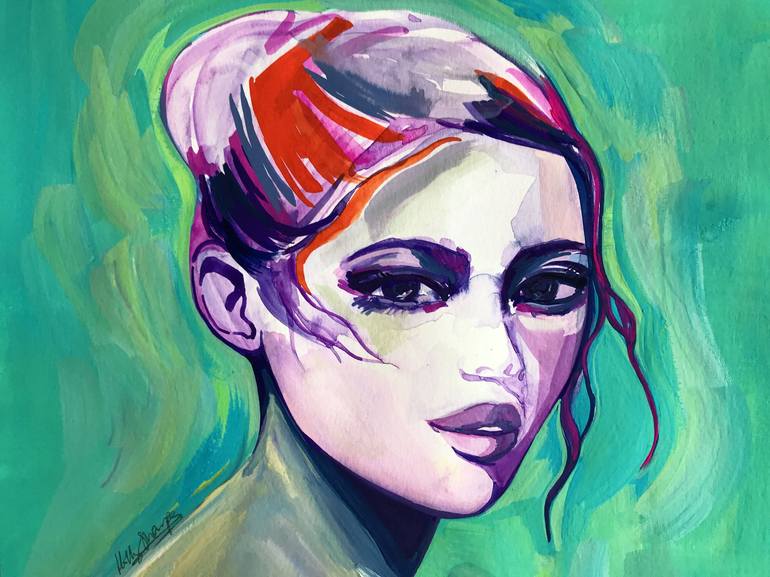 Original Expressionism Portrait Painting by Holly Sharpe