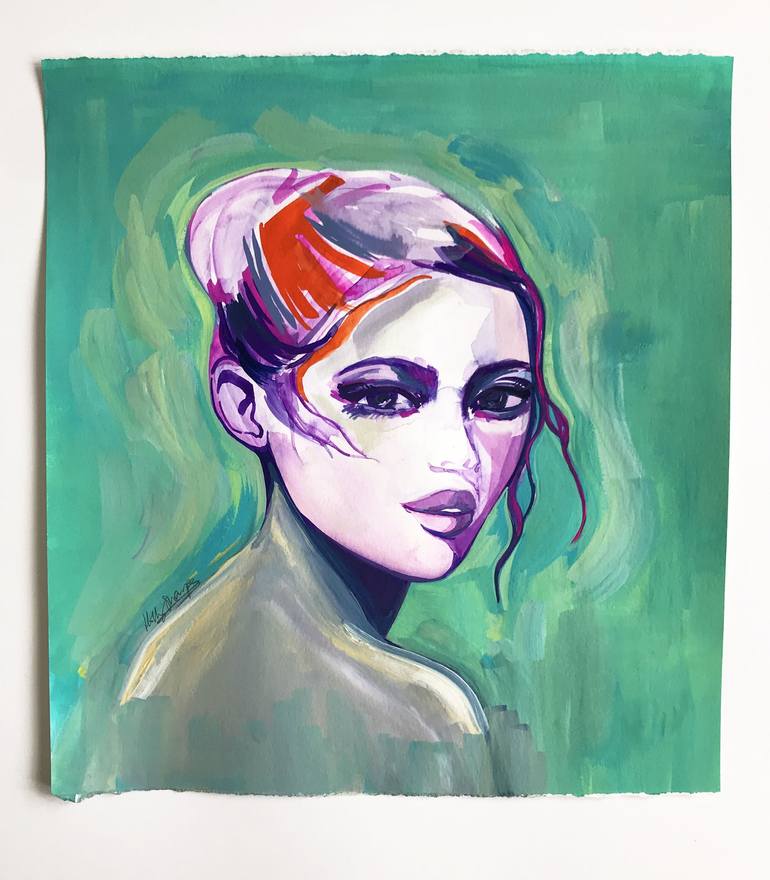 Original Expressionism Portrait Painting by Holly Sharpe