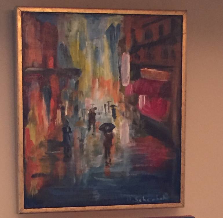 Original Abstract Expressionism Cities Painting by Bill Scherbak