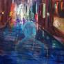 This is a companion piece to a previous work(City Dreaming) in which a young woman is dreaming about being in the city. In this painting, a man is returning in spirit. I believe his story is best told by the viewer. Painting is wired and ready to hang.