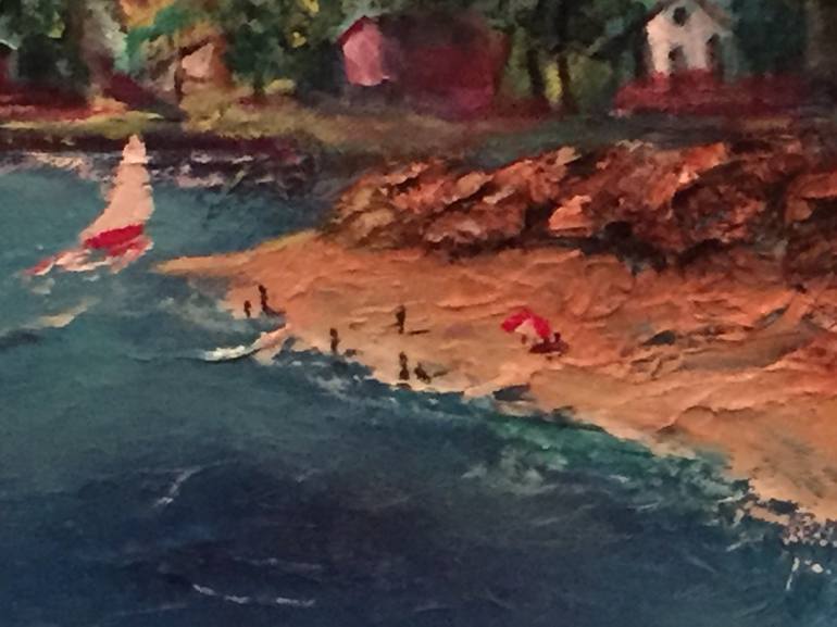 Original Impressionism Beach Painting by Bill Scherbak