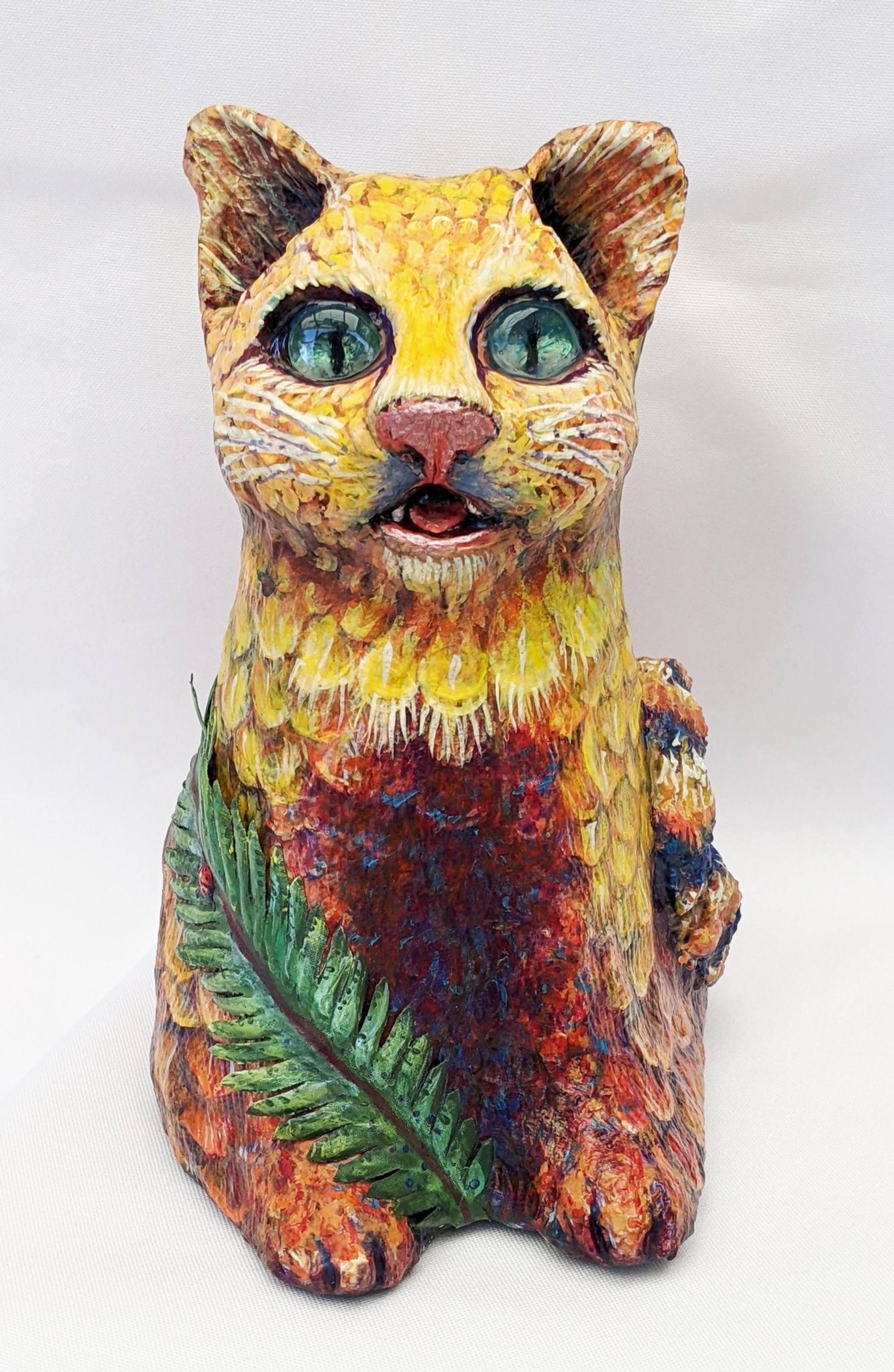 Felina, Feathered Feline Sculpture by Elizabeth Criss Saatchi Art