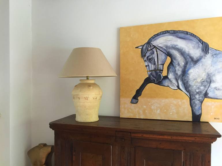 Original Modernism Horse Painting by Dominique Janssens - Deau