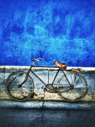 Old Bicycle And Blue Wall thumb