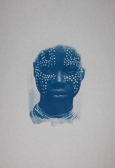 African Portrait- Karo Tribe. Cyanotype original print thumb