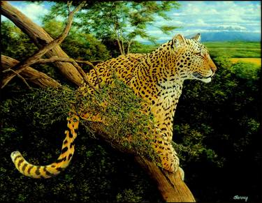 Leopard Resting in a Tree 40x50 oil thumb