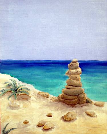 Stone Piles on Beach thumb