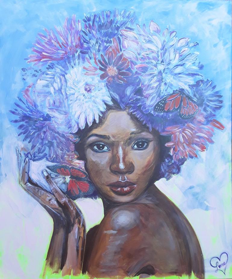 Flower lady Painting by Lone Schebye | Saatchi Art