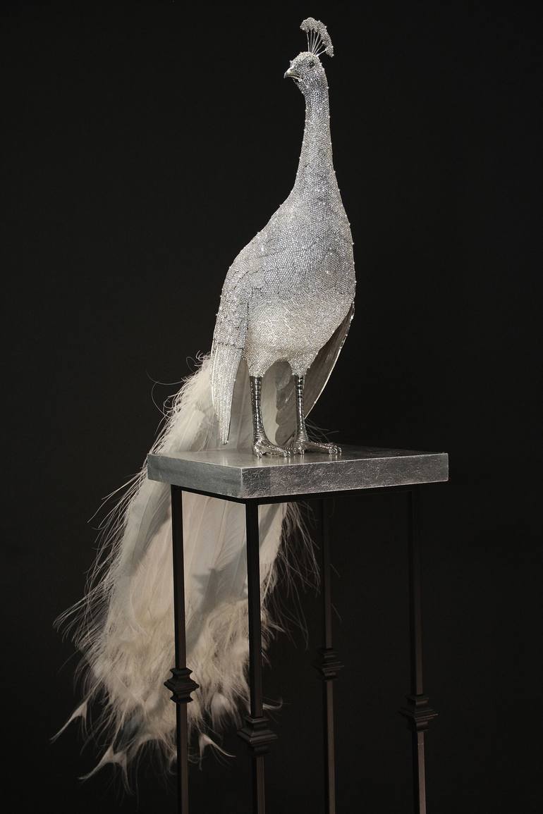 Homage to Hera Albino Peacock Sculpture by Clarita Brinkerhoff ...