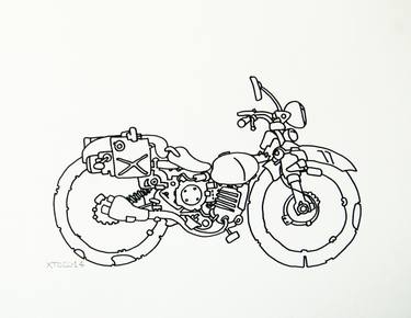 Print of Motorcycle Drawings by Rodolpho Bertolini Junior